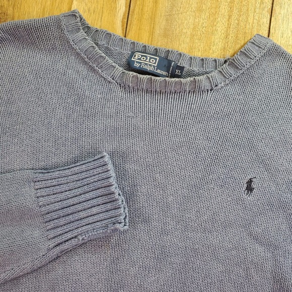 Polo Ralph Lauren Sweater Mens XL Blue 100% Cotton Crew Neck Pony Logo Vintage - Picture 7 of 7